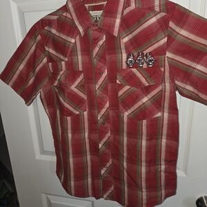 Lucky 13 “Zombie Lounge” Plaid Western Shirt – Size S